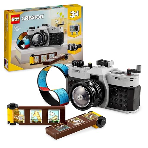 LEGO Creator 3in1 Retro Camera Toy to Video Camera to TV Set, Kids' Desk Decoration or Bedroom Accessories, Photography Gifts for Girls and Boys Aged 8 Plus Years Old Who Enjoy Creative Play 31147 - LEGO 31147 - Single