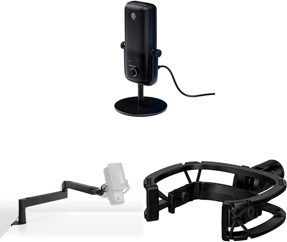 Elgato Wave:3 - Premium Studio Quality USB Condenser Microphone & Wave Mic Arm LP - Premium Low Profile Microphone Arm & Shock Mount - Maximum Isolation from Vibration Noise