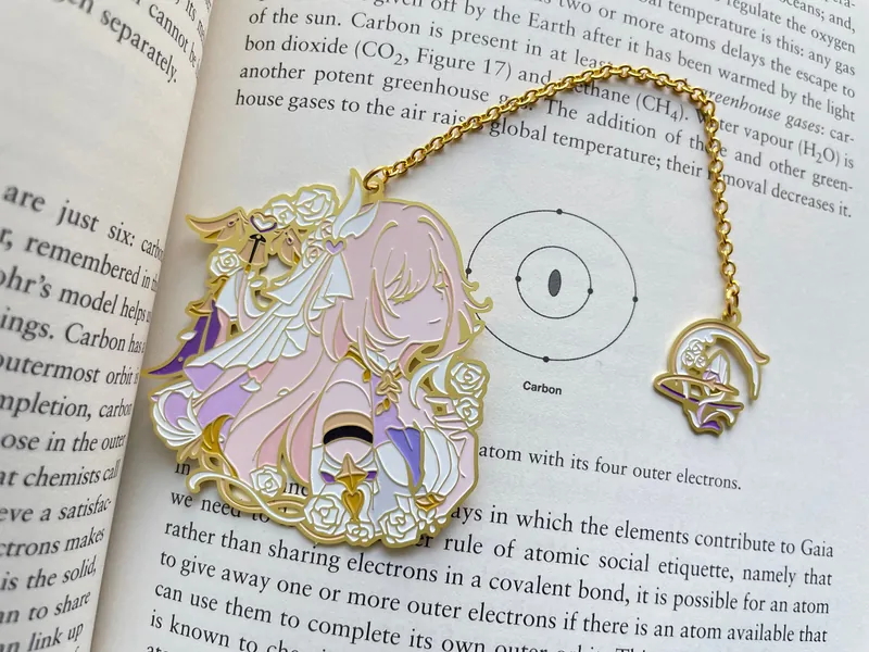Honkai Impact Elysia Enamel Bookmark with Chain