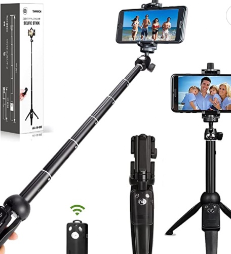 Selfie Stick, 2018 Improved Version, Bluetooth, Lightweight, Wireless, Use as Tripod or Monopod, 360 Degree Rotation, Bluetooth Remote Control, Easy to Carry, Compatible with iPhone X / iPhone 8 / iPhone 7 / iPhone and Android Smartphones, and More