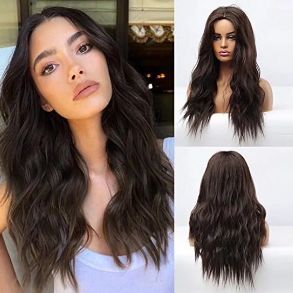 Long Wavy Black Brown Wigs