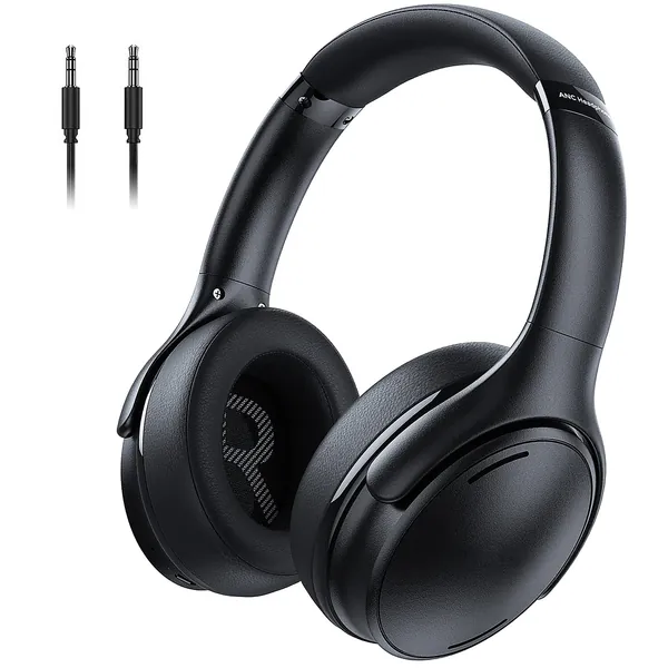 Noise Cancelling Headphones with CVC 8.0 Microphone, Bluetooth Headphones Over Ear, BT 5.0, 35H Playtime, Fast Charge, Comfortable Fit Foldable Wired Wireless Headphones for Home Office Class Travel