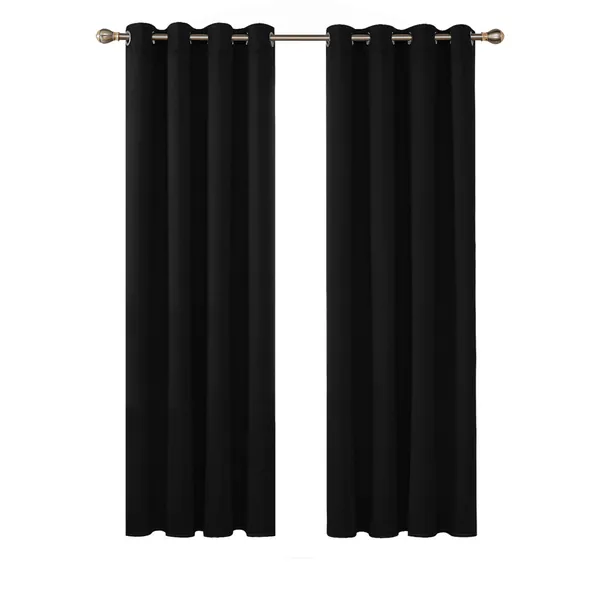 Deconovo Curtains 72 drop Eyelet Thermal Insulated Bedroom Blackout Curtains Ring Top Blackout Curtains for Kids 46 x 72 Drop Inch Black 2 Panels
