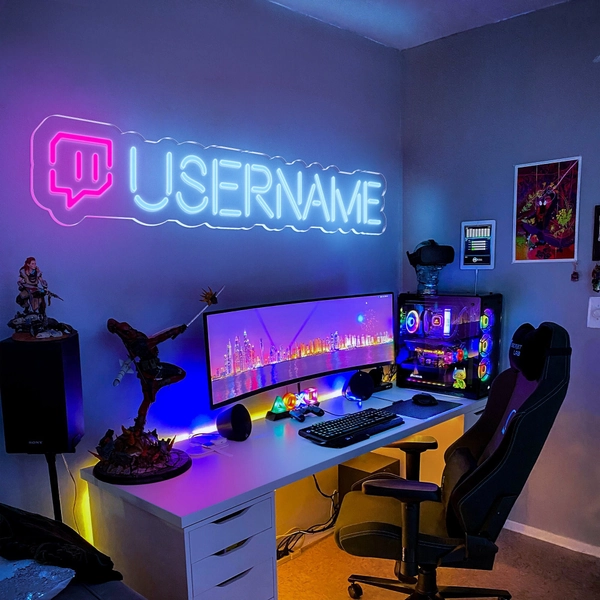 Custom Twitch Username Led Neon Sign | Custom gamer tag neon led sign for instagram facebook tiktok youtube Gaming decor | Handmade Gifts