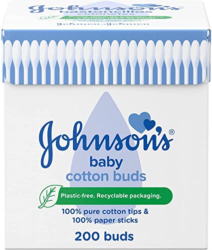 1200 PCS (200 PCS X 6) JOHNSONS Baby Cotton Buds Ear SWABS Paper Sticks White Q Tips
