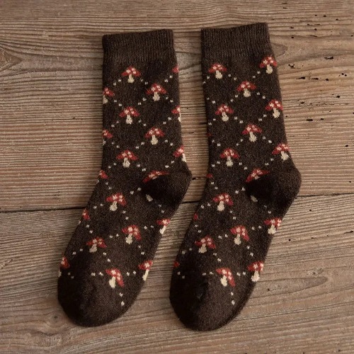 Cosy Autumn Mushroom Casual Cute Tube Socks - Mini Mushrooms / One Size
