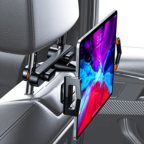KEUASX iPad Holder for Car Backseat, Tablet iPad Holder for Car Mount Headrest Travel Portable Car Tablet Holder Mount Suitable for 4.7-12.9" Devices, Black Headrest Rod Tablet Holder Mount - Black