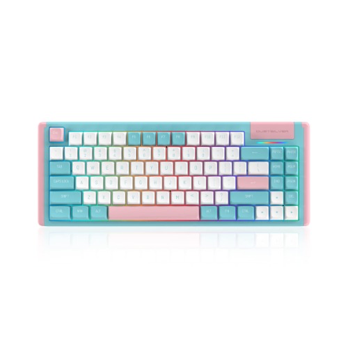 DUSTSILVER K84 Wired Gaming Keyboard, 75% US Layout 84 Keys Ultra-Compact Hot-swappable Programmable Mini Keyboard with RGB Backlit PBT Keycap for PC/Mac (Linear Gateron Red Switch),Milkshake - Gateron Red Switch - Blue Pink Milkshake