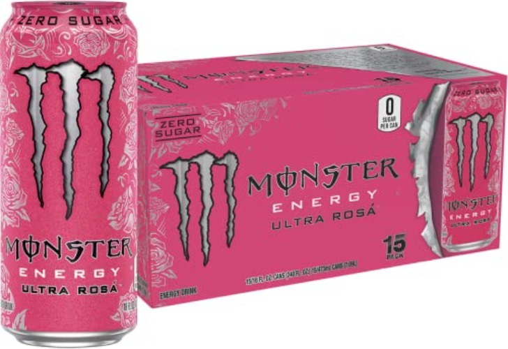 Monster Energy Ultra Rosa, Sugar Free Energy Drink, 15 Pack