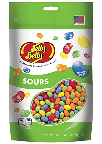 Jelly Belly 5 Sours Flavors Jelly Beans - 9.8 oz Resealable Stand Up Pouch - Sour: Apple, Cherry, Grape, Lemon, Orange - 9.8 Ounce (Pack of 1)