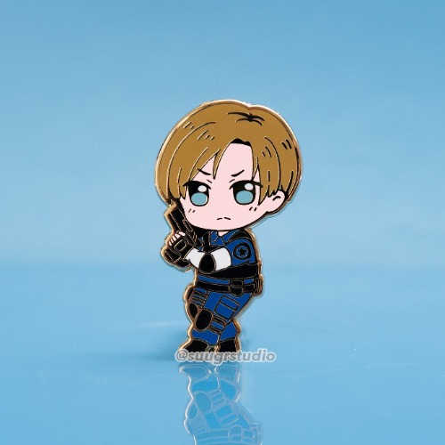 RE2 Leon Hard Enamel Pin - [A Grade] / Simple Rubber Back