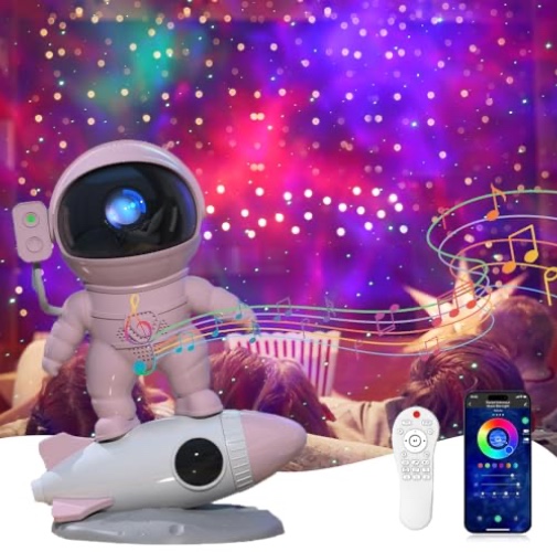 SFOUR Star Projector,Galaxy Night Light,Astronaut Starry Nebula Ceiling LED Lamp with Timer and Remote, Gift for Kids Adults for Bedroom, Birthdays,Christmas, Valentine's Day.(White) (Pink) - Pink