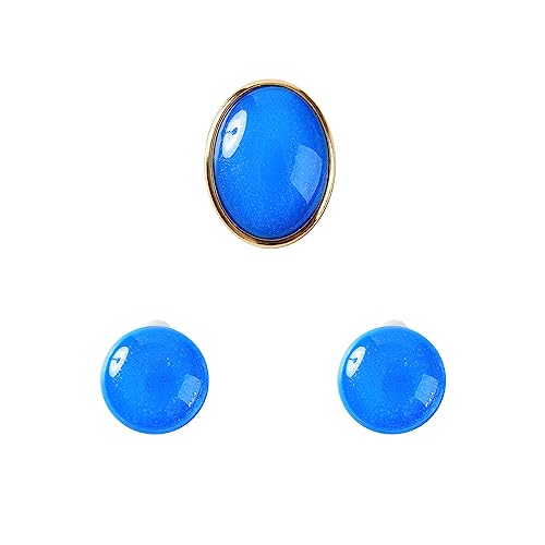 Princess Costume Accessories with Blue Clip on Earrings Brooch Pin for Women Girls Costume Accessories Halloween Cosplay - Blue