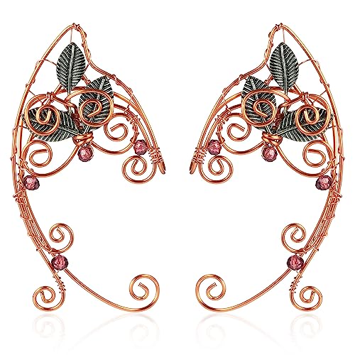 Beaupretty Elf Ear Cuffs Metal Alloy No Pierced Ear Clip Leaf Jewelry Decoration Clip- on Earrings Halloween Cosplay Costume - Assorted Color