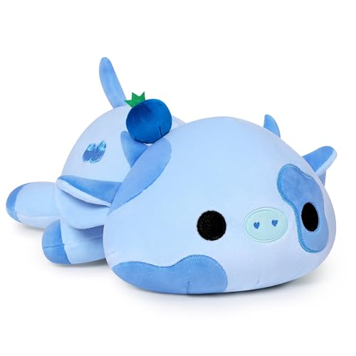 Onsoyours Cute Cow Plushie, Soft Stuffed Blueberry Cow Squishy Plush Animal Toy Pillow for Kids (Blueberry Cow, 12") - Blueberry Cow - 12''