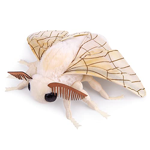 ZHONGXIN MADE Silk Moth Plush Toy - Lifelike Silk Moth Stuffed Animals 11in, Realistic Soft Big Wings Moth Toys, Simulation Butterfly Plushie Model Toy, Unique Plush Gift Collection for Kids - Silk Moth