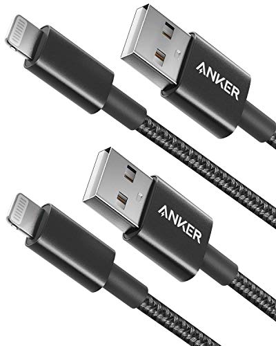 Anker iPhone Charger Cable, (2-Pack) 6ft, Premium Nylon USB-A to Lightning Cable, MFi Certified Cable for iPhone SE/Xs/XS Max/XR/X/8 Plus/7/6 Plus, iPad, and More. - 6ft - Black - 2