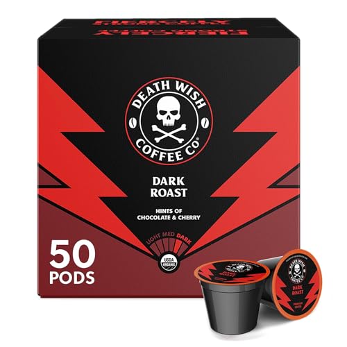 Death Wish Coffee - Dark Roast Single Serve Pods - (50 Count) - Dark Roast - 50 Count (Pack of 1)