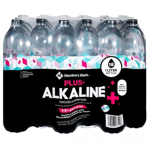 Member~'s Mark Plus+ Alkaline Water (1L, 18pk.), 33.8 Fl Oz (Pack of 18)