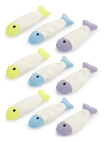 SmartyKat (9 Count Fish Flop Crinkle Catnip Cat Toys - Multi Color, 9 Count - Fish Flop, 9-Set