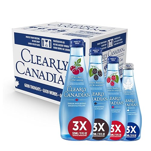 Clearly Canadian Variety Pack Sparkling Spring Water Beverage, Natural & Carbonated, Flavored Seltzer Water, Mixed Flavors, 1 Case (12 Bottles x 325mL) - Variety Pack - 11 Fl Oz (Pack of 12)