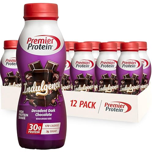 Premier Protein Indulgence Protein Shake, 30g Protein, 3g Sugar, Decadent Dark Chocolate, 11.5 fl oz, Pack of 12 - Decadent Dark Chocolate - 11.5 Fl Oz (Pack of 12)