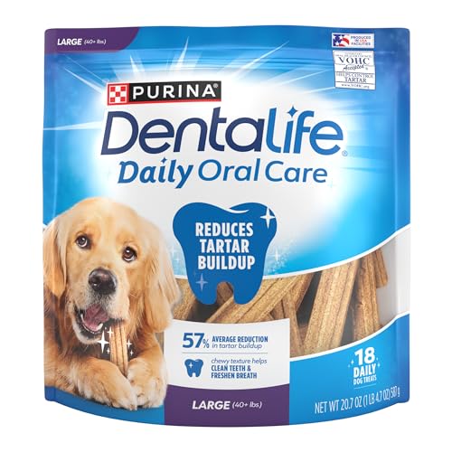 Purina DentaLife Made in USA Facilities Large Dog Dental Chews, Daily - 18 ct. Pouch - 18 Count (Pack of 1)