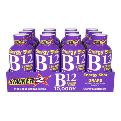 Stacker 2 Grape B12 Energy Shot, 2oz (12 Pack)