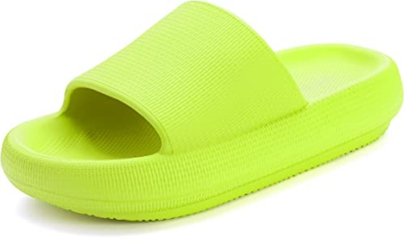 BRONAX Cloud Slippers for Women and Men | Pillow Slippers Bathroom Sandals | Extremely Comfy | Cushioned Thick Sole - 10.5-11.5 Women/9-10 Men - Green