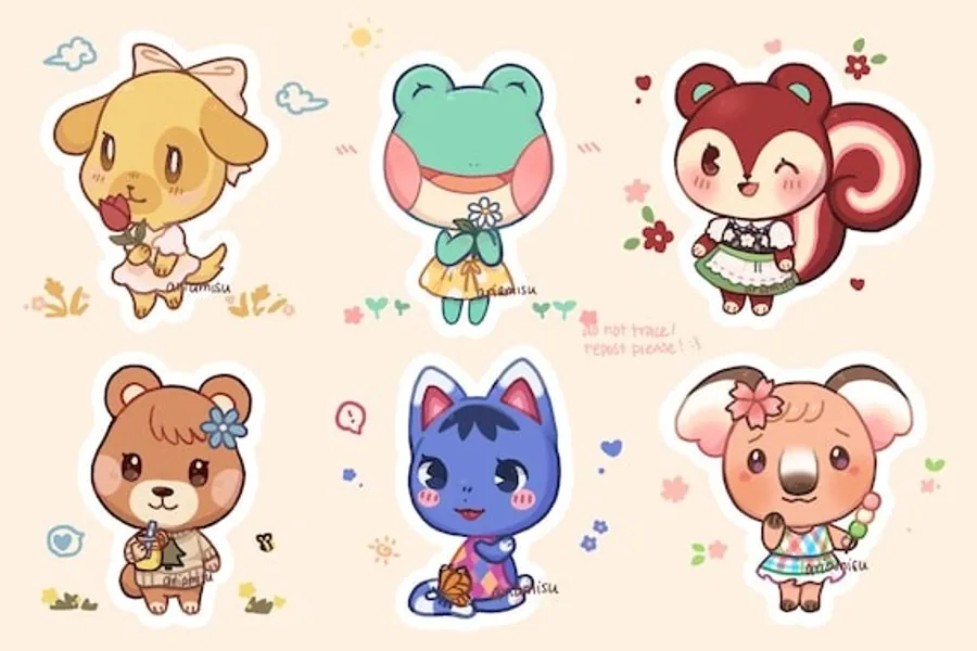 Spring Animal Crossing Sticker Sheet | Etsy