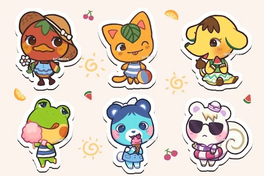 Summer Animal Crossing Sticker Set | Etsy