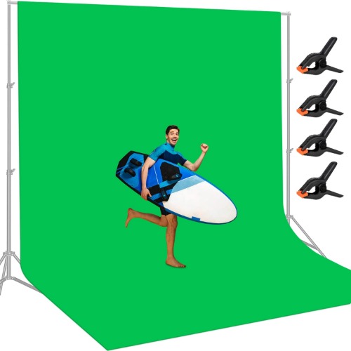 12 X 10 FT Large Green Screen Backdrop for Photography, GreenScreen Background for Zoom Meeting, Polyester Cloth Fabric Curtain with 4 Spring Clamps, Chromakey Video Photoshoot Studio Gaming YouTube - 10 X 12 FT Green
