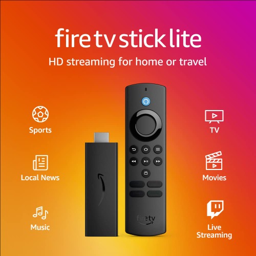 Fire TV Stick Lite, free and live TV, Alexa Voice Remote Lite, smart home controls, HD streaming - Fire TV Stick Lite