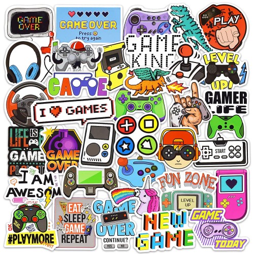 DETICKERS Gaming Stickers for Kids Water Bottles Video Gamer Stickers for Laptop Game Reward Vinyl Stickers Pack for Teachers - Game