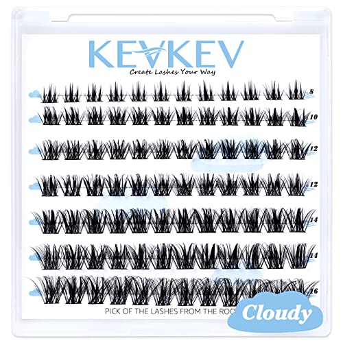 Lash Clusters 84 Pcs Cluster Lashes Natural Look DIY Lash Extension Lashes That Look Like Extensions Wispy Lashes Fluffy Eyelash Clusters Thin Band & Soft (Cloudy,D-8-16mix) - D-Mix (8-16mm) - Cloudy
