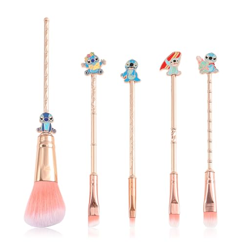 Stich Makeup Brushes Set, WeChip Anime Stich Make Up Brush Set, Stich Stuff for Girls Women（5pcs）