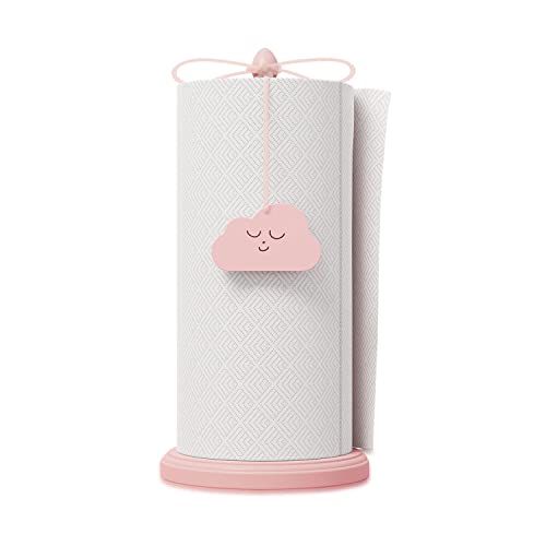 HOTCAN Cute Pink Paper Towel Holder for Countertop with Beer Bottle Opener, Pink Kitchen Accessories Made of Beech Wood, Pink Home Decor, Windproof Design for Outdoor Use