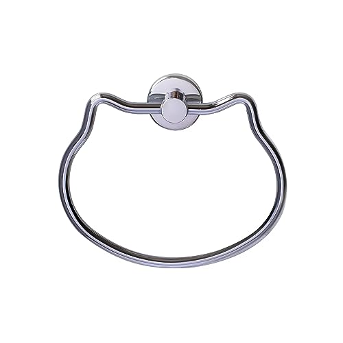 Hand Towel Holder,Bathroom Towel Holder,Alloy Solid Material Hand Towel Ring, Modern Towel Hanger for Kitchen, Cute Wall-Mounted Bath Towel Rack - Silver - Stainless Steel