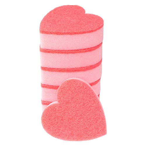 GMIcréatifs Heart Shaped, Dual-Sided Kitchen Sponge and Scrubber for Washing Dishes, Pots & Pans and General Household Cleaning, (6 Pack).