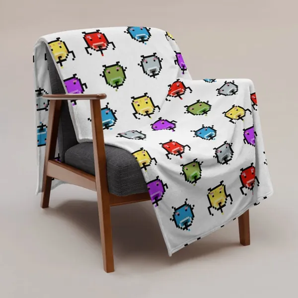 Junimo Pixel Plush Throw Blanket | Stardew Valley Decor | Stardew Valley Gift | Pelican Town | Indie Games | Cozy Gaming | Gamer Girl Merch