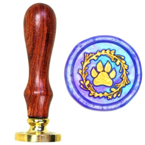 Hondenpoot Wax Seal Stempel, ANBOSE Hondenpoten Wax Sealing Stempel met houten handvat koperen afdichtingen, Vintage vlinder afdichting Wax stempel voor briefkaarten Uitnodigingen - Hond Poot