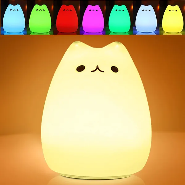 CHWARES Kawaii Nachtlampje voor kinderen, led-nachtlampje, babykamer, silicone, borstvoeding, dimbaar, touch voor meisjes en vrouwen, kleurverandering, slaaplicht, kinderkamer, decoratie, verjaardagscadeau
