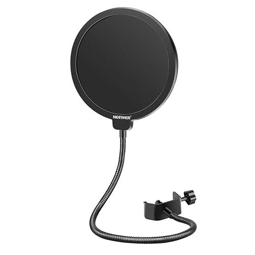 Neewer Professional Microphone Pop Filter Shield Compatible with Blue Yeti and Any Other Microphone, Dual Layered Wind Pop Screen With A Flexible 360 Degree Gooseneck Clip Stabilizing Arm - Standard Packaging