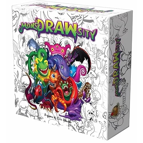 Deep Water Games MonsDRAWsity, Drawing Party Game Based on Verbal Description, Take Turns Describing & Drawing a Bizarre Monster - Be The Player Whose Drawing Most Closely Matches, 8+, 3-8 Players - Standard