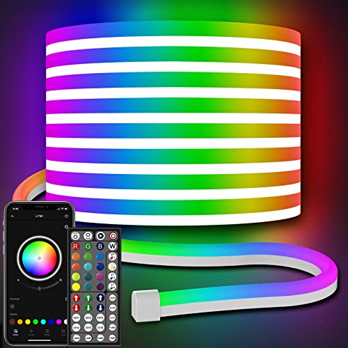 AILBTON Led Neon Rope Lights 32.8Ft,Control with App/Remote,Flexible Led Rope Lights,Multiple Modes,IP65 Outdoor RGB Neon Lights Waterproof,Music Sync Gaming Led Neon Strip Lights for Bedroom Indoor - 32.8ft
