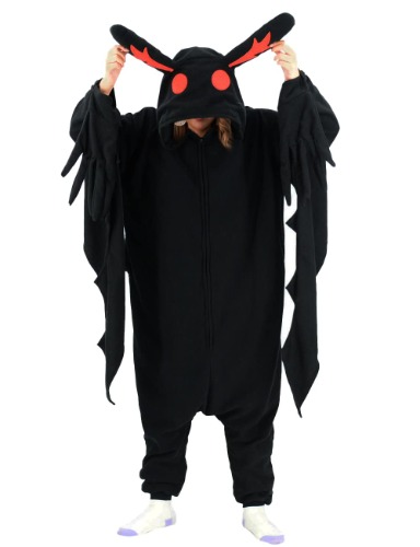 Mothman Halloween Onesie Adult Pajamas Cosplay Animal Homewear Sleepwear Jumpsuit Costume for Women Men - Mothman Onesie Large
