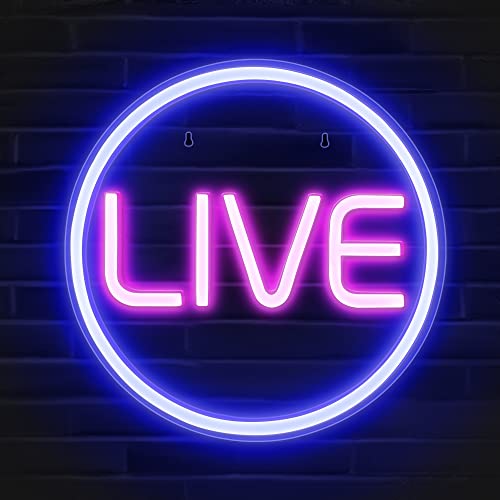 Lumoonosity LIVE Neon Signs - LED Live On Air Neon Lights for Twitch, Tiktok, Youtube Streamers/Gamers - Cool Live Streaming/Recording Sign - Round Led Sign for Studio, Wall, Bedroom, Game Room Decor - LIVE
