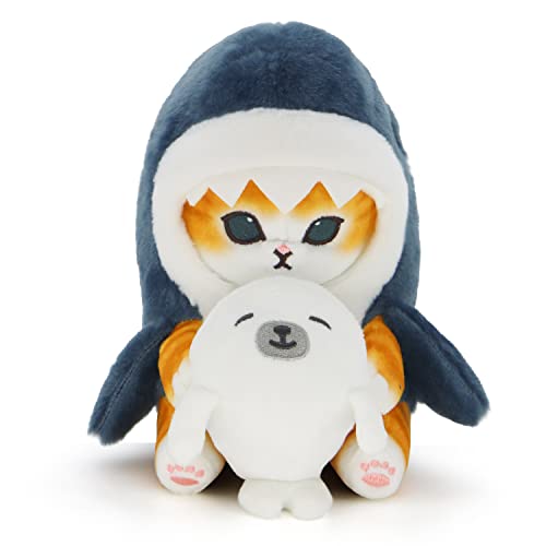 CNAANA Kawaii Shark Cat Plush Toy Stuffed Animal Doll, Soft Pillow for Boys & Girls (Seal cat, 20cm/7.8in) - 20cm/7.8in - Seal Cat
