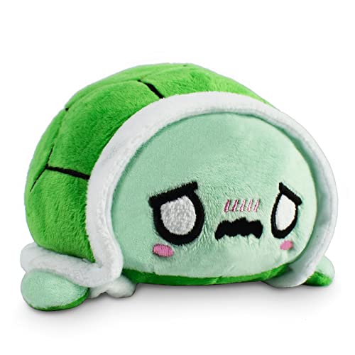 TeeTurtle - The Original Reversible Turtle Plushie - Kawaii + Worried Green - Cute Sensory Fidget Stuffed Animals That Show Your Mood - Kawaii + Worried Green