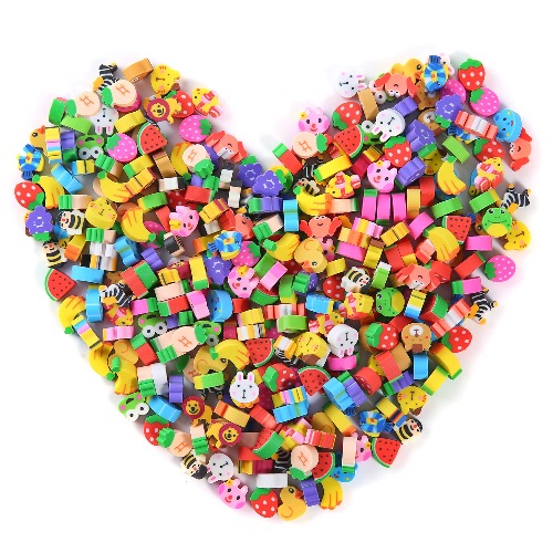 300 Pieces Mini Animal Fruit Collection Erasers for Kids, Bulk Small Pencil Erasers for Classroom Homework Rewards, Party Favors, Gift Filling - 